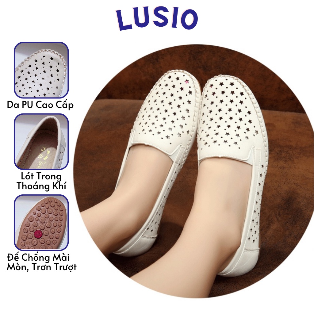 Giày Lười Nữ Da Lỗ Thoáng Khí - GN02