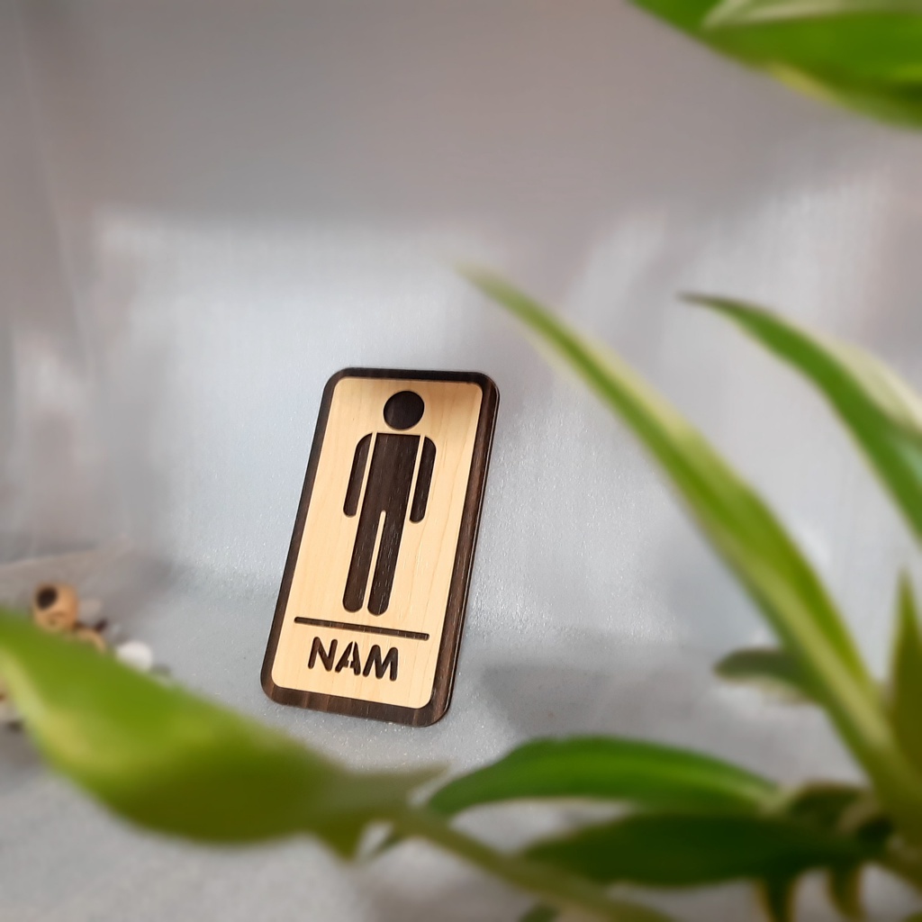 Bảng gỗ decor Nhà vệ sinh gồm Toilet, Nhà vệ sinh, Nam, Nữ, Men, Women, Staff Only dán keo dính 2 mặt siêu chắc