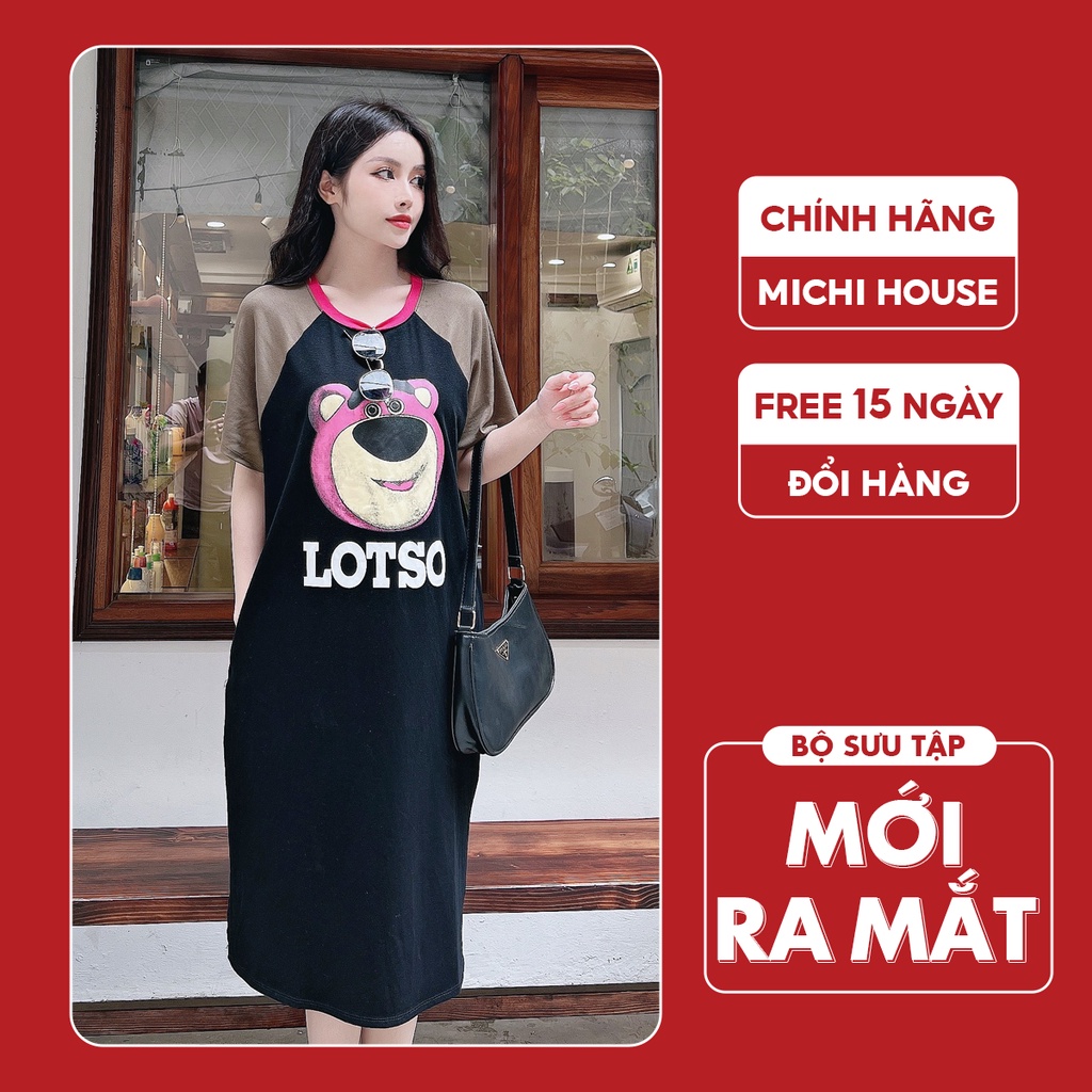 Đầm Thun Suông Michi House Váy Thun Xuông Dáng Dài Qua Gối Phong Cách Hàn Quốc Có Bigsize Đến 75 kg Bầu Mặc Xinh V597