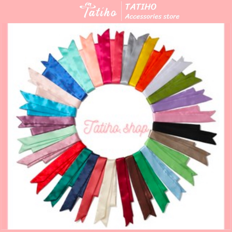 [Hàng Xịn, Giá Tốt] Khăn Quấn Túi Xách, Khăn Turban Trơn Nhiều Màu Sang Trọng - Chất Liệu Satin - 5x90cm - Mã TD005