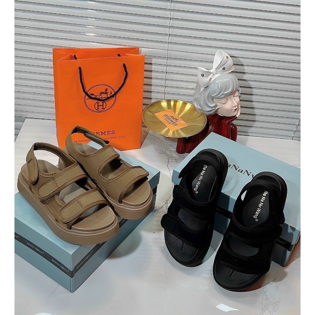 Dép sandal, xăng đan quai ngang vải dán đế cao 4 cm đi nhẹ chuẩn hàng quảng châu loại 1 kèm video tại shop