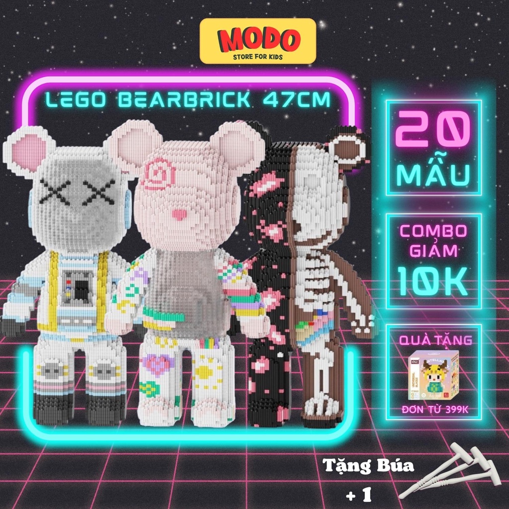 Mô hình lắp ráp Bearbrick 47cm Duz Haicaipin chú gấu cỡ lớn bộ đồ chơi lắp ghép cho bé