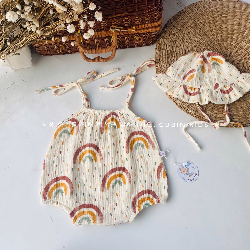 Set body/váy xô Bigbaby kèm nón/turban siêu xinh cho bé 0-18 tháng