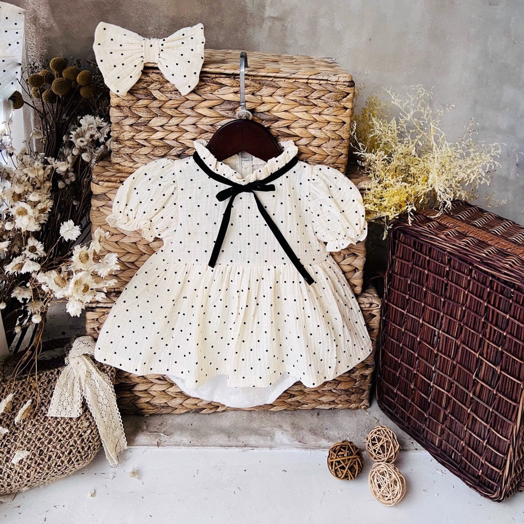 Set body/váy xô Bigbaby kèm nón/turban siêu xinh cho bé 0-18 tháng