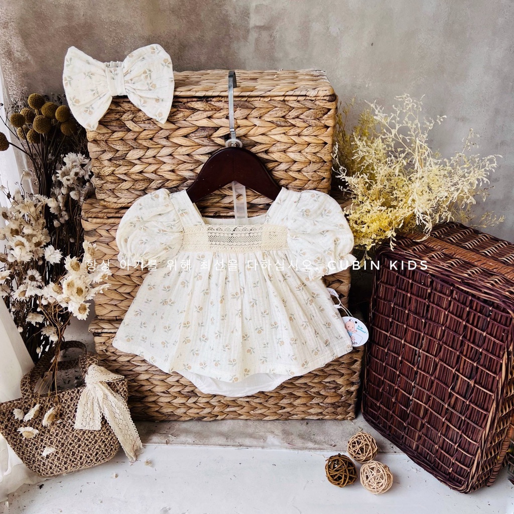 Set body/váy xô Bigbaby kèm nón/turban siêu xinh cho bé 0-18 tháng