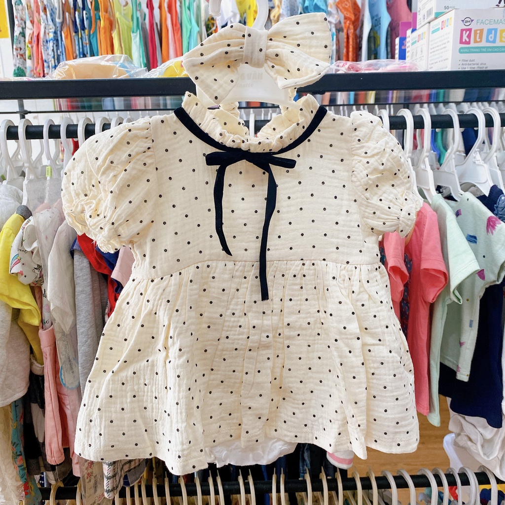 Set body/váy xô Bigbaby kèm nón/turban siêu xinh cho bé 0-18 tháng