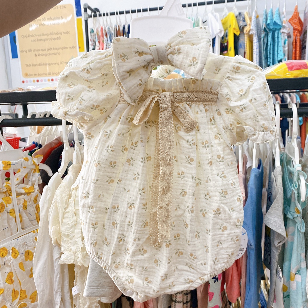 Set body/váy xô Bigbaby kèm nón/turban siêu xinh cho bé 0-18 tháng