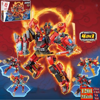 1201 mảnh - bộ đồ chơi lắp ghép xếp hình robot biến hình ninja cực chất, lắp ráp robot chiến đấu ninjago