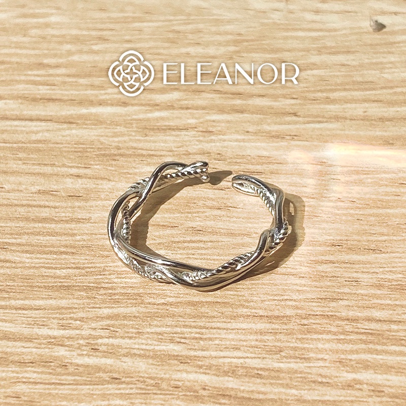 Nhẫn nữ hở bạc 925 Eleanor Accessories thiết kế dạng sợi đan nhau phong cách basic phụ kiện trang sức 5627