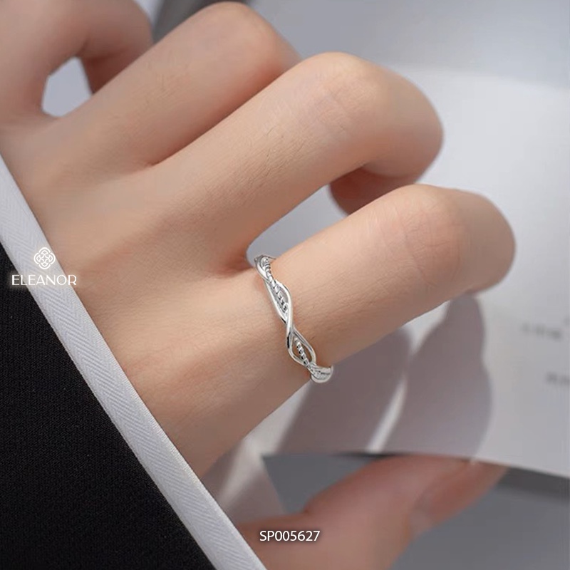 Nhẫn nữ hở bạc 925 Eleanor Accessories thiết kế dạng sợi đan nhau phong cách basic phụ kiện trang sức 5627
