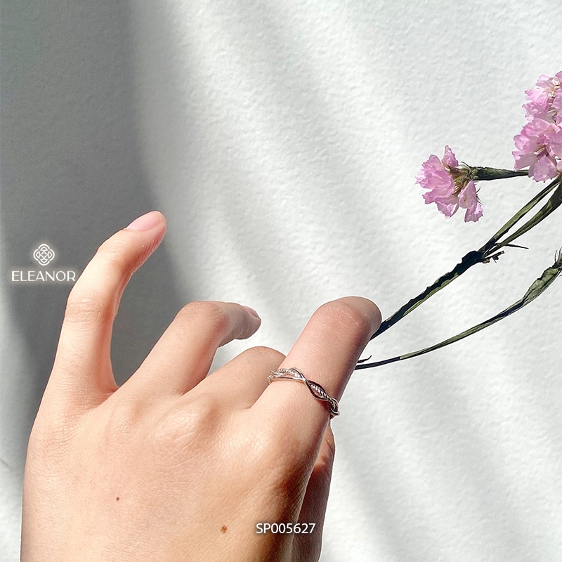 Nhẫn nữ hở bạc 925 Eleanor Accessories thiết kế dạng sợi đan nhau phong cách basic phụ kiện trang sức 5627