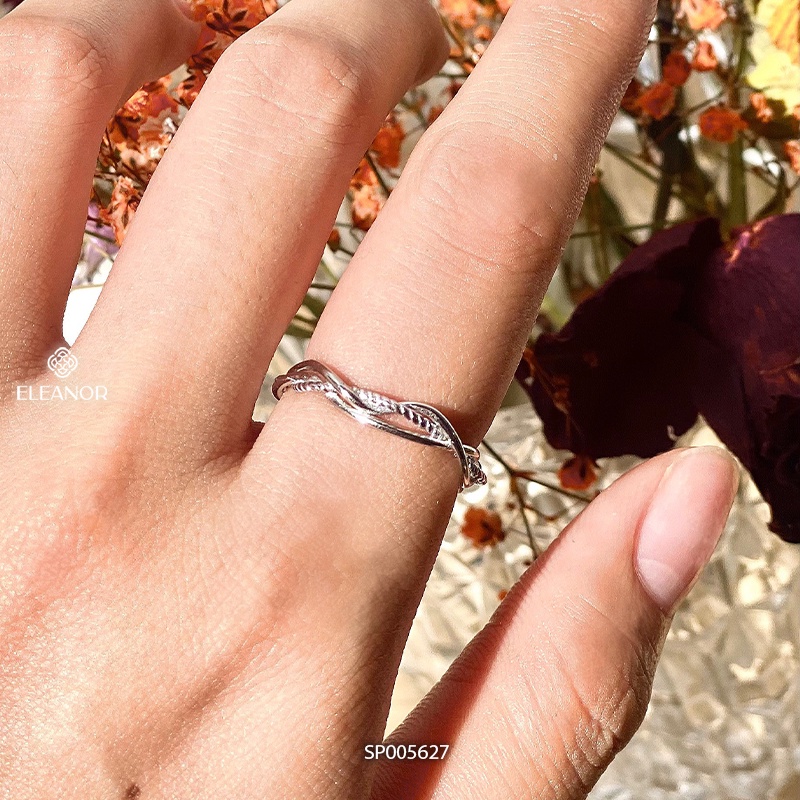 Nhẫn nữ hở bạc 925 Eleanor Accessories thiết kế dạng sợi đan nhau phong cách basic phụ kiện trang sức 5627