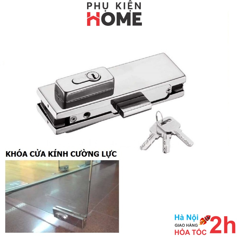 Khóa Cửa Kính Cường Lực Gắn Sàn, Khóa Sàn Cho Kính Cường Lực 10 - 12 ly, Khóa VVP Loại 2 Đầu Chìa. Phụ kiện home 3701