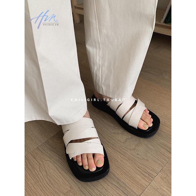 Dép Quai Chéo Đế Bằng Thiết Kế Mới Thời Trang Mùa Hè 2023 Dành Cho Nữ
