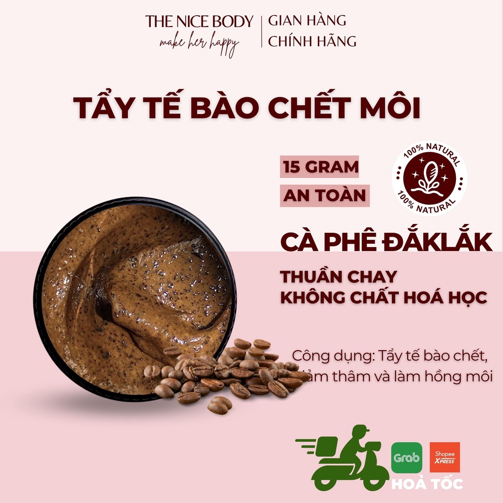 Tẩy Tế Bào Chết Cà Phê Cho Môi Đắk Lắk, Giảm Thâm Môi, Dưỡng Ẩm, Mềm Môi, An Toàn Cho Mọi Loại Da