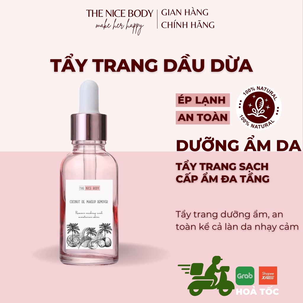 Dầu Dừa Tẩy Trang Dưỡng Ẩm Giúp Da Mềm Mịn,Ẩm Dịu, Làm Chậm Quá Trình Lão Hóa, Hạn Chế Mụn