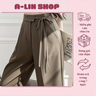Quần vải ống rộng thắt nơ, quần ống rộng nữ vải ruby cao cấp siêu hót