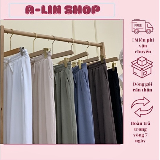 Quần ống rộng, quần nữ ống suông chất liệu len tăm siêu mát