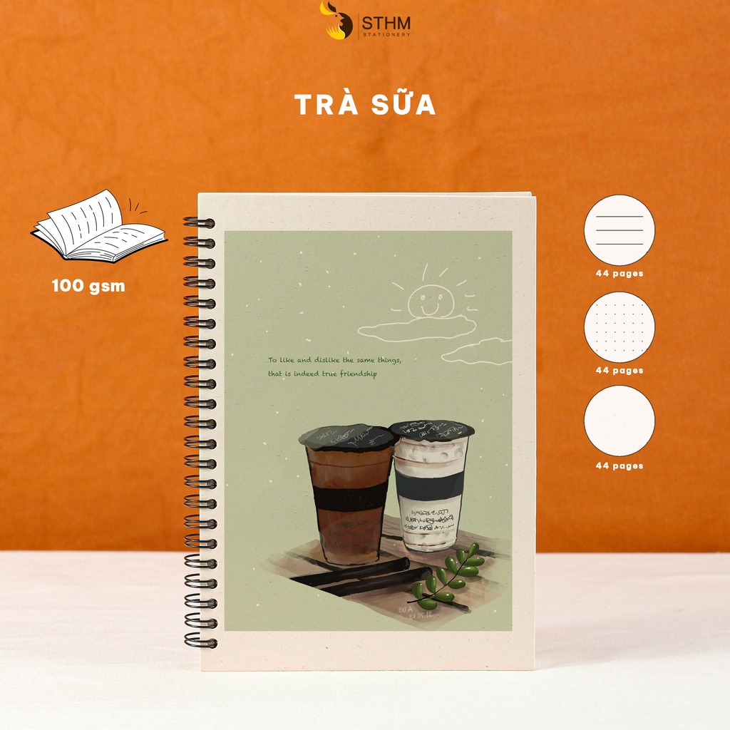 - TRÀ SỮA - Sổ tay bìa cứng - A5 - Ruột mix 3 loại - 041