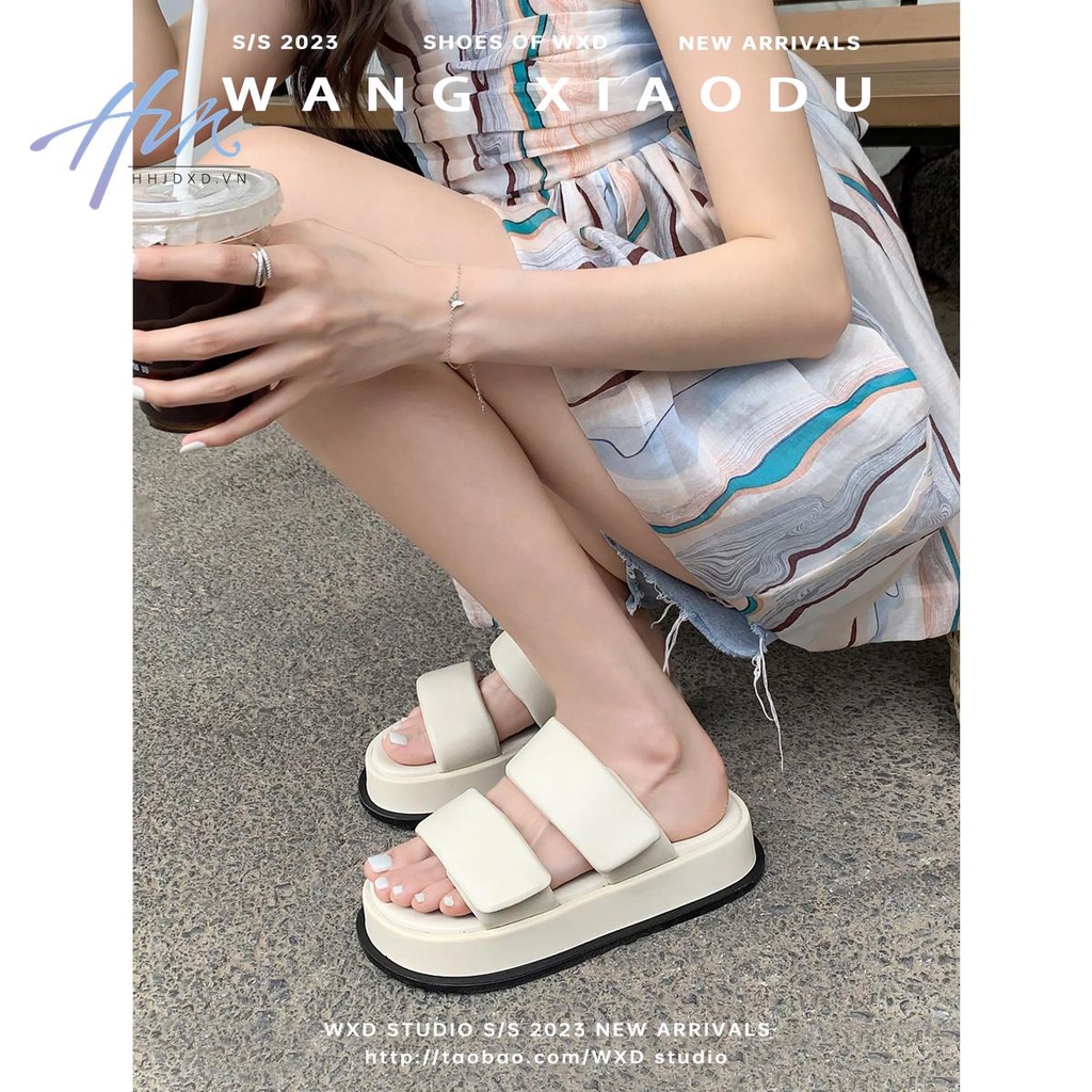 Dép Quai Ngang Đế Dày Tăng Chiều Cao Thời Trang Mùa Hè Phong Cách Mới Cho Nữ