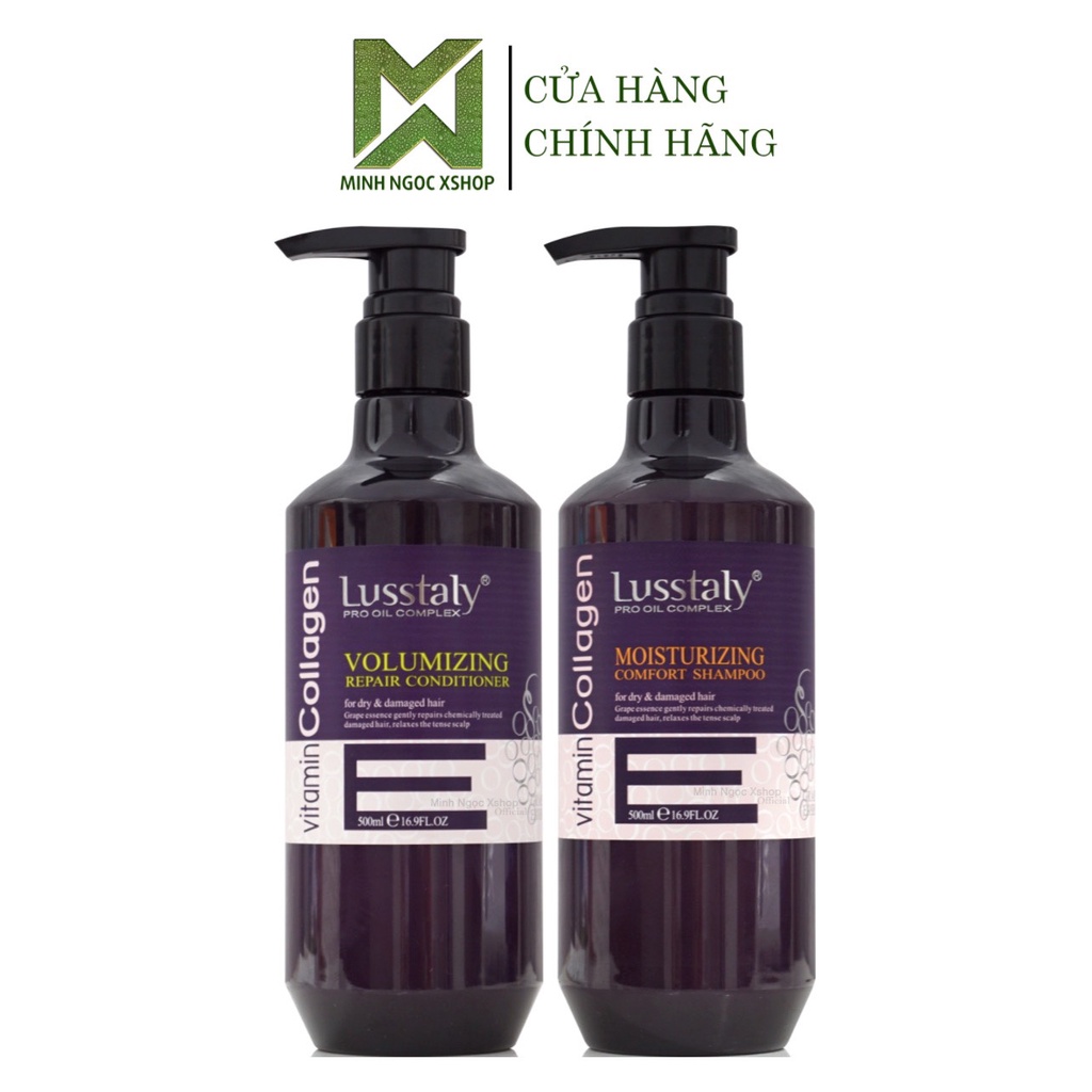 Dầu gội xả phục hồi chống gãy rụng tóc Lusstaly Vitamin E Collagen 500ML chính hãng