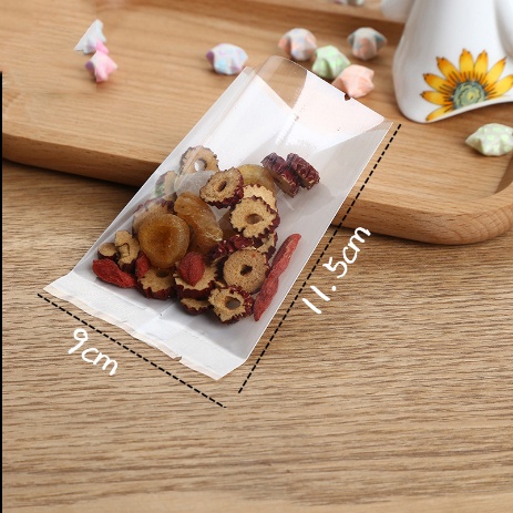 Túi đựng trà hoa túi đựng bánh kẹo hàn nhiệt trắng mờ trắng trong size 9 x 11.5 cm