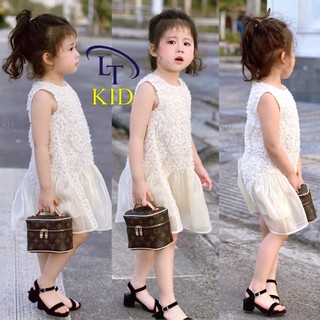 Váy ren hoạ tiết cẩm tú cầu xinh xắn cho bé gái 8-25kg