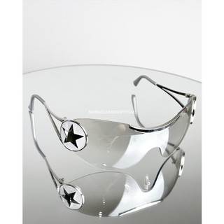 Kính mát có sẵn MOREGLASSES không gọng họa tiết ngôi sao phong cách Y2K Punk tròng kính chống UV 400 ảnh thật