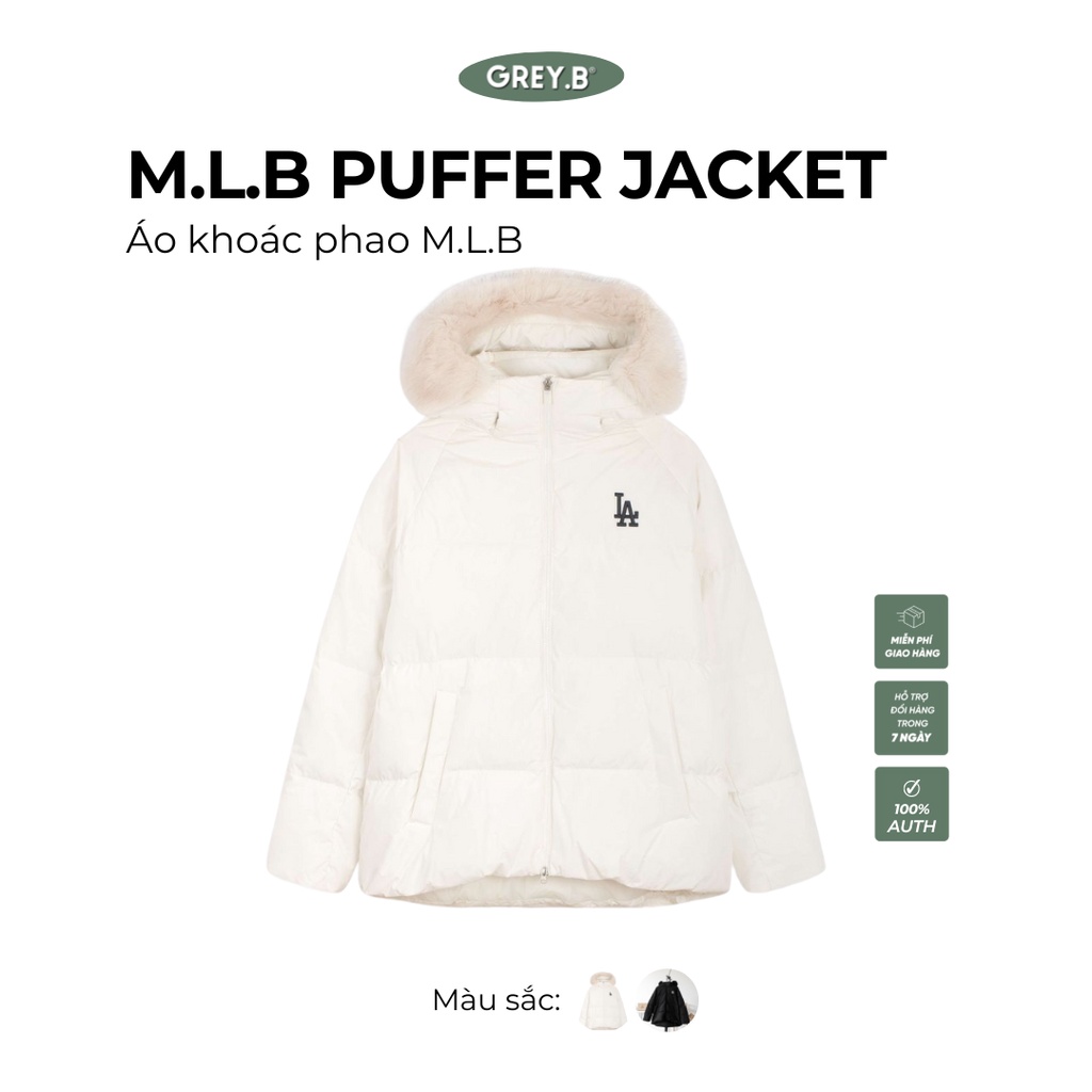 Áo Khoác Phao M.L.B Puffer MegaLogo GREYB Unisex Siêu Nhẹ Chống Gió Ấm Áp