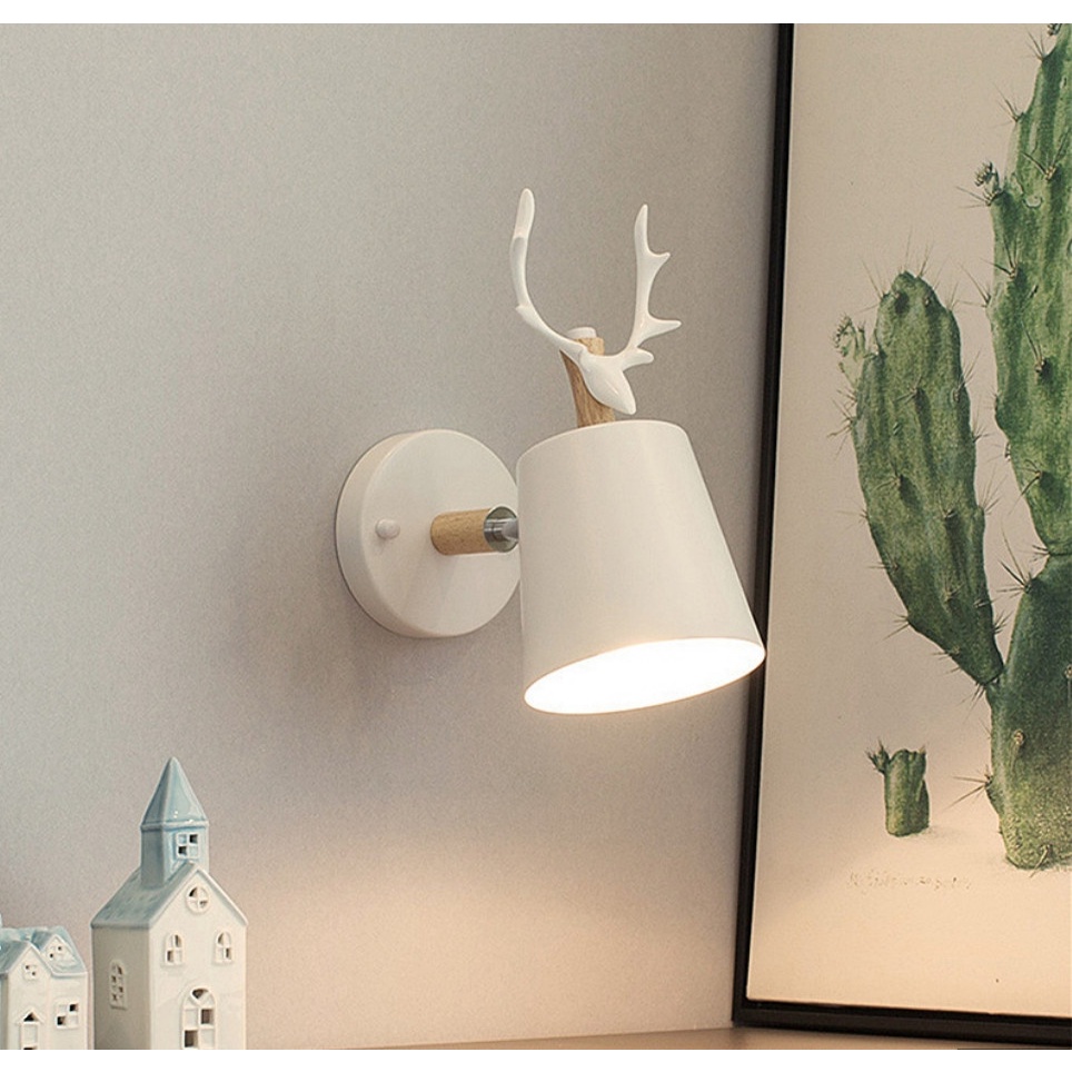 ĐÈN TƯỜNG DECOR SỪNG HƯƠU gắn tường điều chỉnh được góc đèn soi tranh