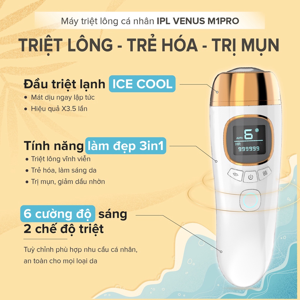 Máy Triệt Lông Trẻ Hóa Da Ice Cool Maxcare Venus | Công Nghệ IPL, Không Bỏng Rát, Giảm Mụn - Thương Hiệu Nhật Bản