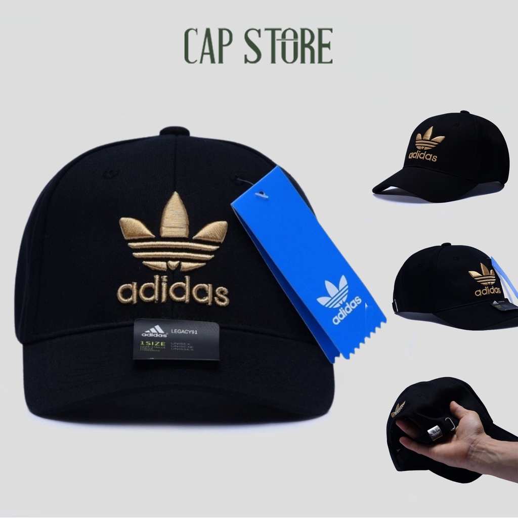 Nón lưỡi trai adidas xuất dư Fullbox - Mũ kết đen vàng phong cách thời trang form unisex cho nam nữ của Capstore [AD.02]