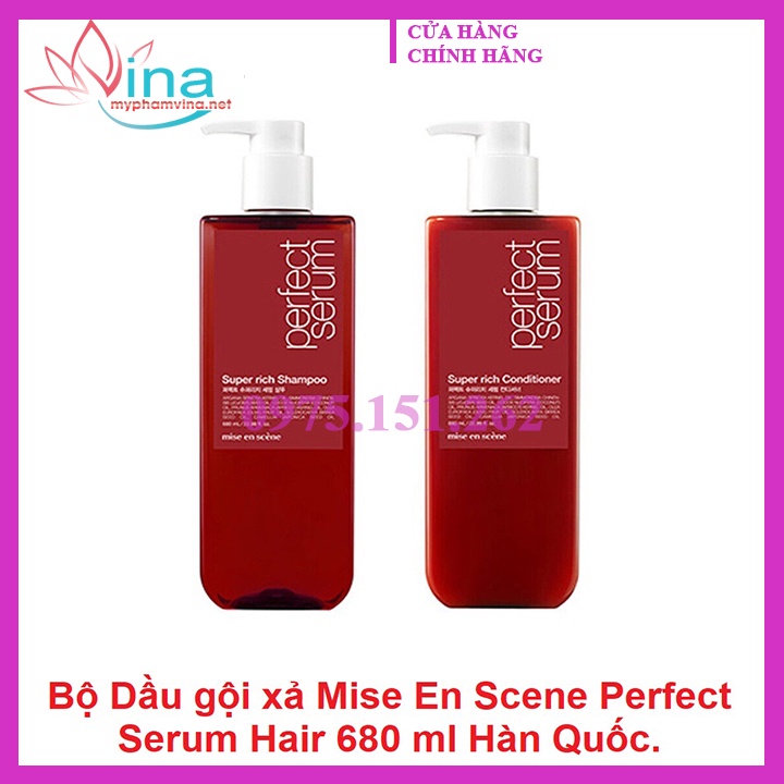 Dầu gội xả Mise En Scene Perfect Serum Super Rich Hair 680ml - Hàn Quốc.