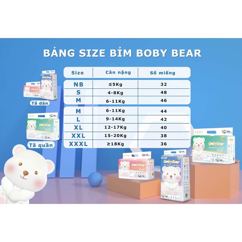 Bỉm Bobby Bear Dán/Quần Đủ Size