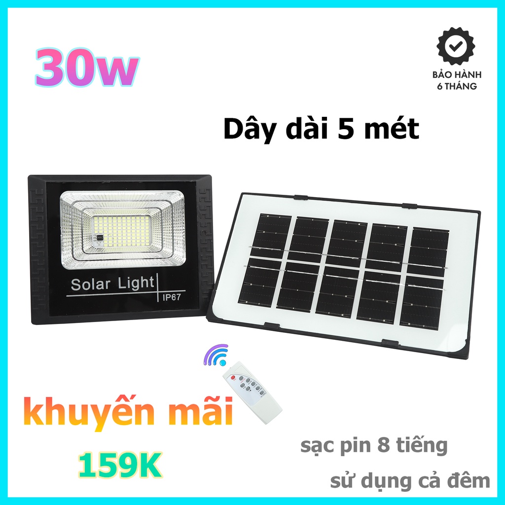 Đèn Led Năng Lượng Mặt Trời 300W có điều khiển Dây dài 5m