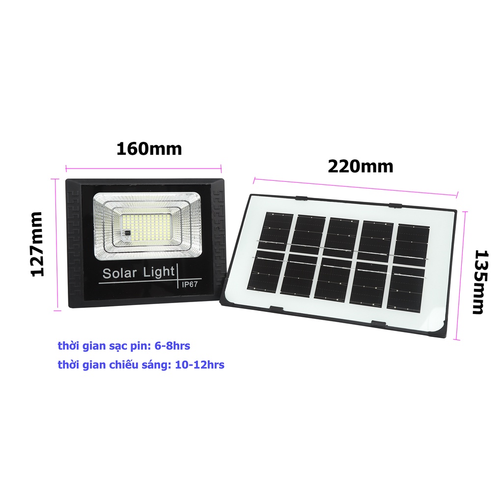 Đèn Led Năng Lượng Mặt Trời 300W có điều khiển Dây dài 5m