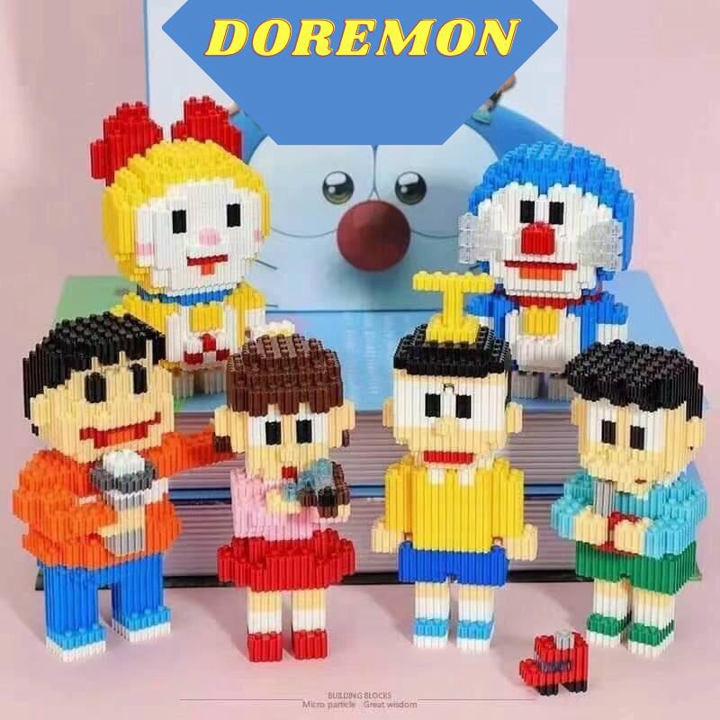 Mô hình lắp ráp lego doremon nobita xuka doremi 3d mini bộ xếp hình doreamon