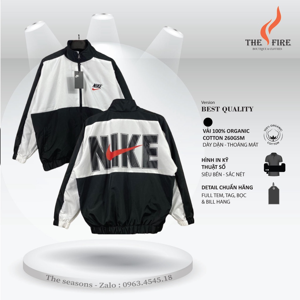 Áo Khoác Dù 2 Lớp Jacket Vintage V4 Vintage Red Logo - Vải thời thượng The.Fire