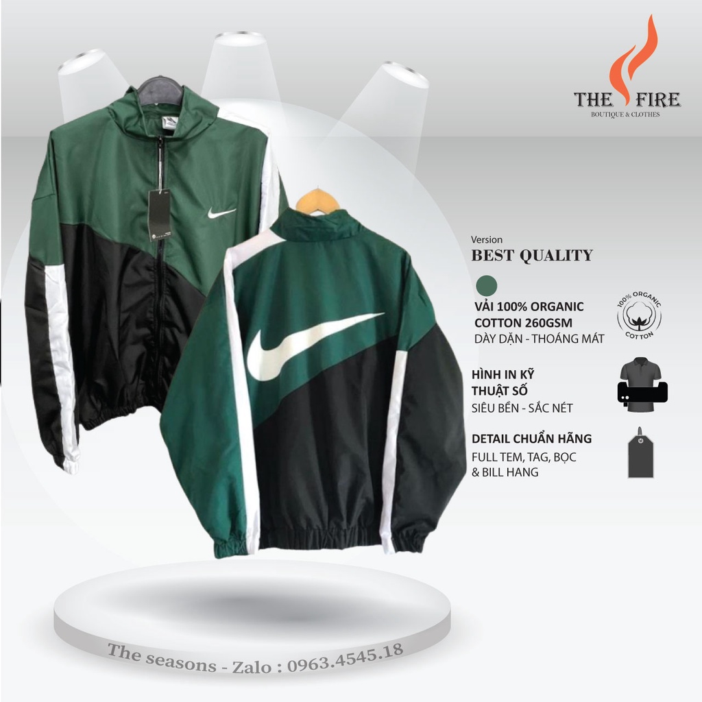 Áo Khoác Jacket Nike Swoosh Vintage giới tính vải sợi dù 2 Lớp thời thượng The.Fire