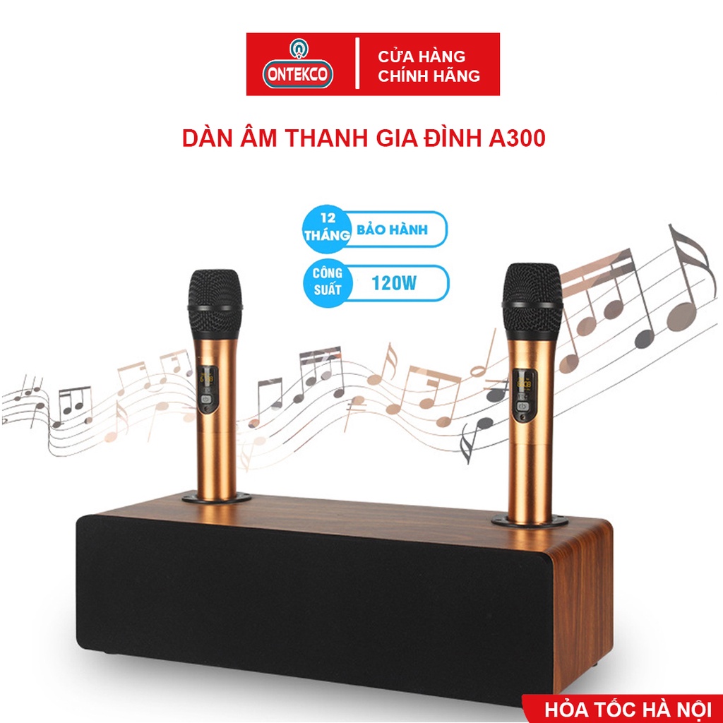 Bộ loa gia đình hát karaoke gia đình không dây Ontekco A300 kèm micro kim loại- Siêu cao cấp