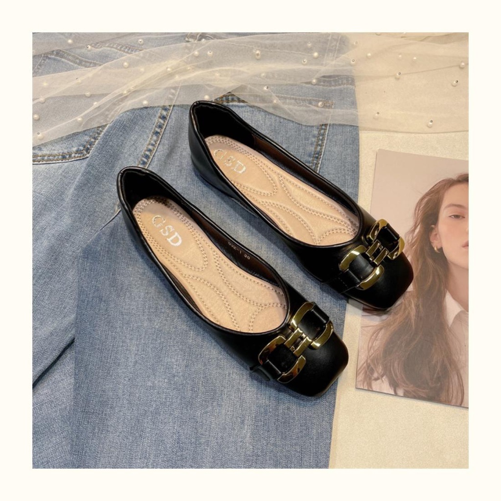 Giày Búp Bê Đế Mềm Mũi Vuông Thời Trang Mùa Xuân Hàn Quốc 2023 Dành Cho Nữ