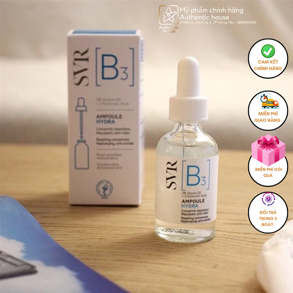 Tinh chất dưỡng hạn chế nếp nhăn, phục hồi dưỡng ẩm SVR B3 Ampoule Hydra 30ml