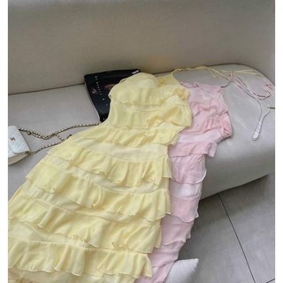 ĐẦM MAXI CỔ YẾM TẦNG BÈO CHÉO 2M