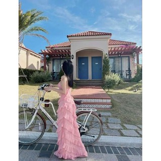 ĐẦM MAXI CỔ YẾM TẦNG BÈO CHÉO 2M