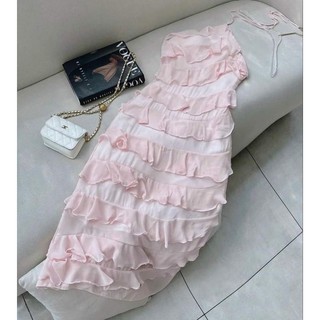 ĐẦM MAXI CỔ YẾM TẦNG BÈO CHÉO 2M