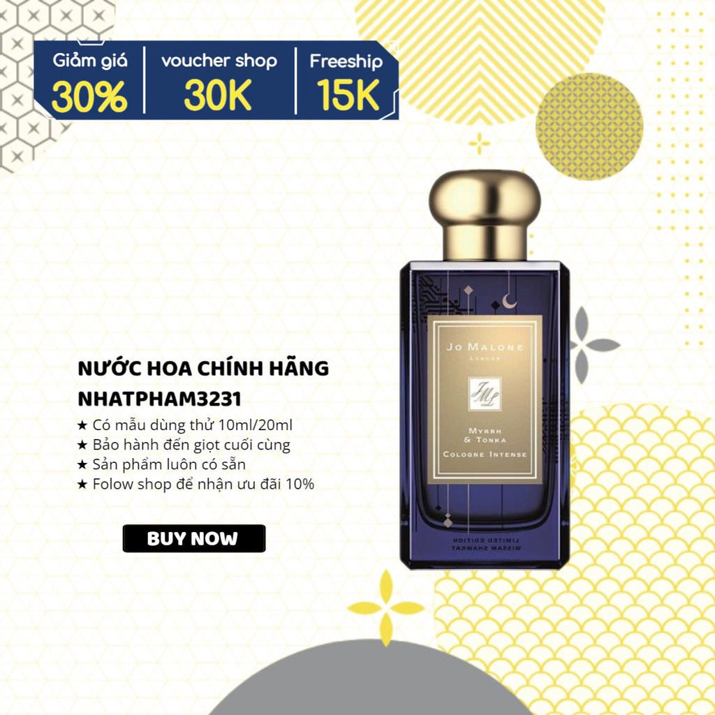 𝓳𝓸 𝓶𝓪𝓵𝓸𝓷𝓮 - Myrrh & Tonka Cologne Intense  10ml Nước hoa chính hãng