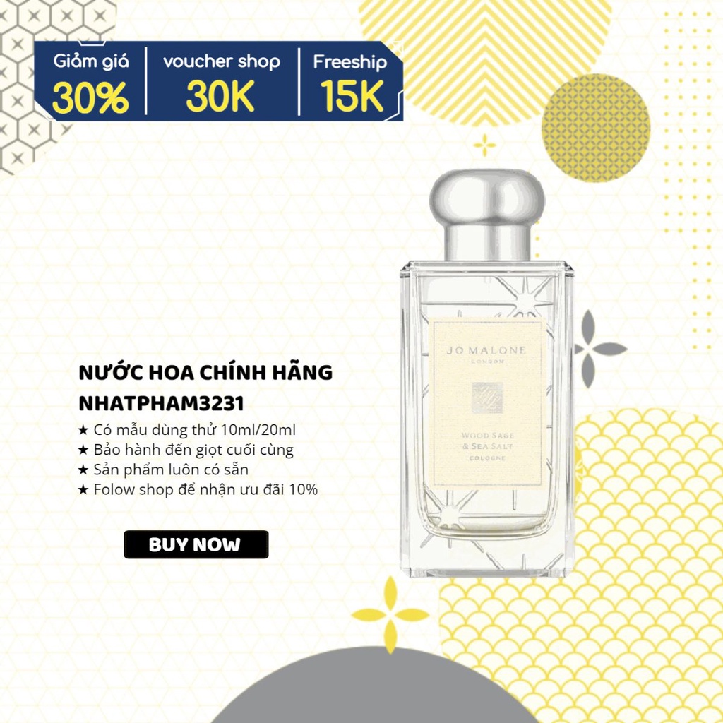 𝓳𝓸 𝓶𝓪𝓵𝓸𝓷𝓮 - London Wood Sage & Sea Salt Cologne Xmas 2021 10ml Nước hoa chính hãng
