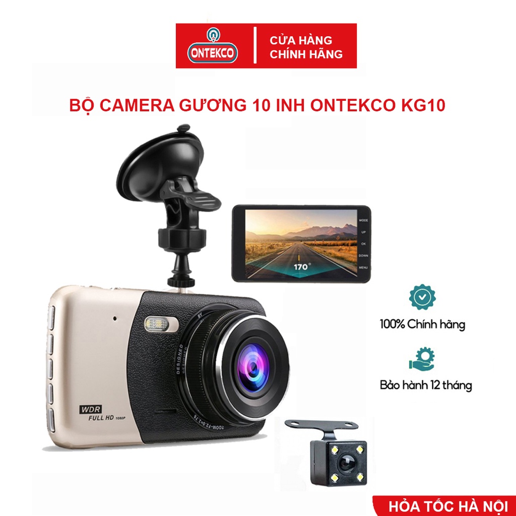 Camera hành trình Tiếng Việt ONTEKCO S14 GOLD màn hình 4 Inh trước sau Full HD 1080p