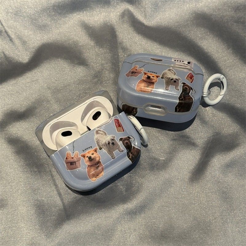 Vỏ Bảo Vệ Hộp Sạc Tai Nghe Bluetooth Không Dây Airpods Pro 1 / 2 Hình Chú Chó Dễ Thương