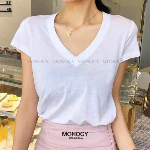 Áo Thun Ngắn Tay Cổ Tim Form Rộng BIGSIZE Vải Cotton Giãn Siêu Mềm Mát MNC14